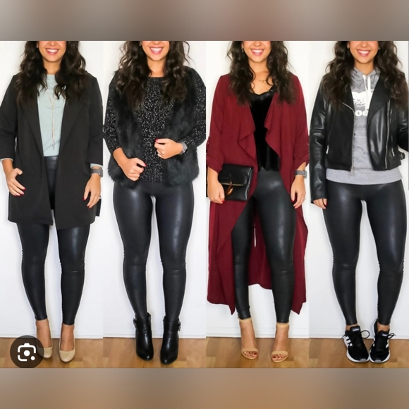 90 Degree By Reflex Womens High Waist Leggings - Faux Leather Black - Picture 6 of 6